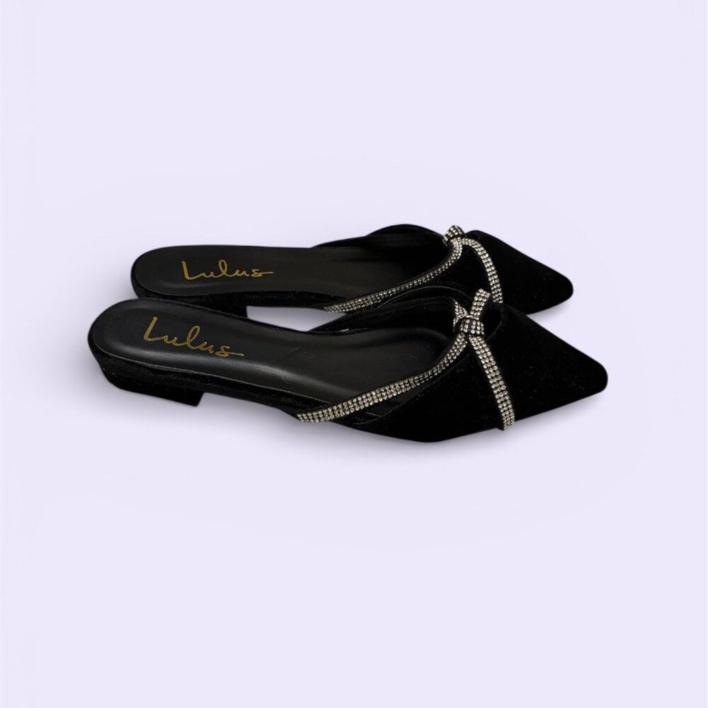 LuLu's Velvet Black Slip On Flats - Size 8.5